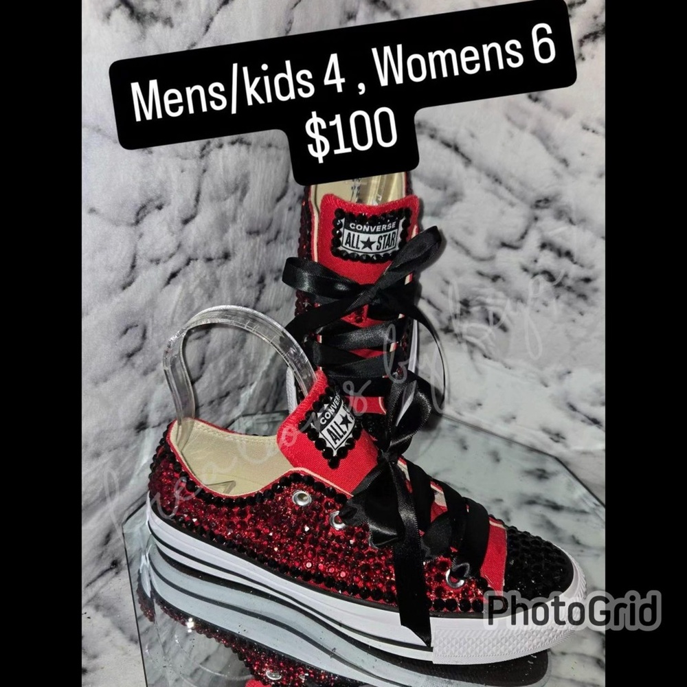 Converse Red and Black Sequin Sneakers